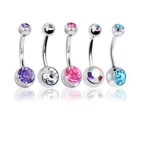 Curved Crystal Barbell Belly Button Rings X 5 Belly Piercing Ring