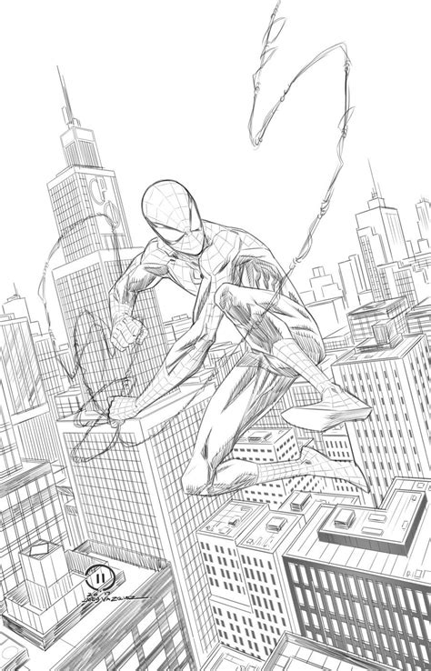 Spider Man Swinging Through The City Pencils By Joeyvazquez Marvel