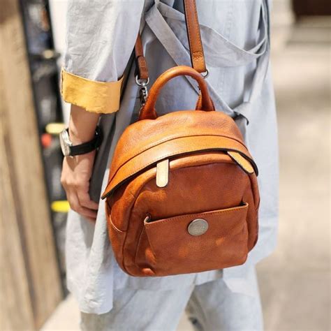 Small Brown Leather Backpacks Shoulder Bags Handbags For Ladies In 2020
