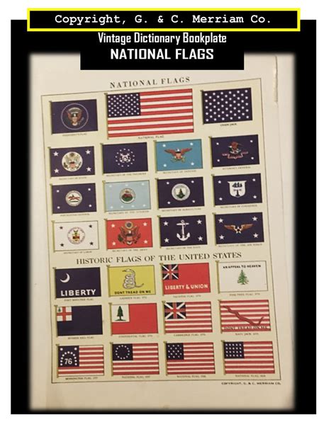 Vintage Flags 1930s Dictionary Picture Bookplate Etsy