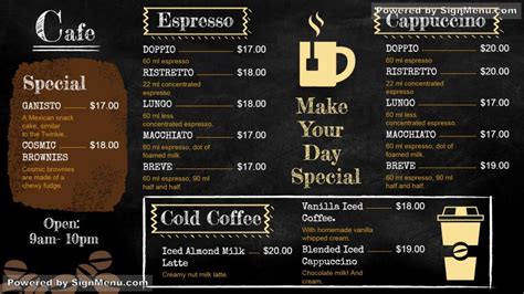Coffee Shop Menu Board Design