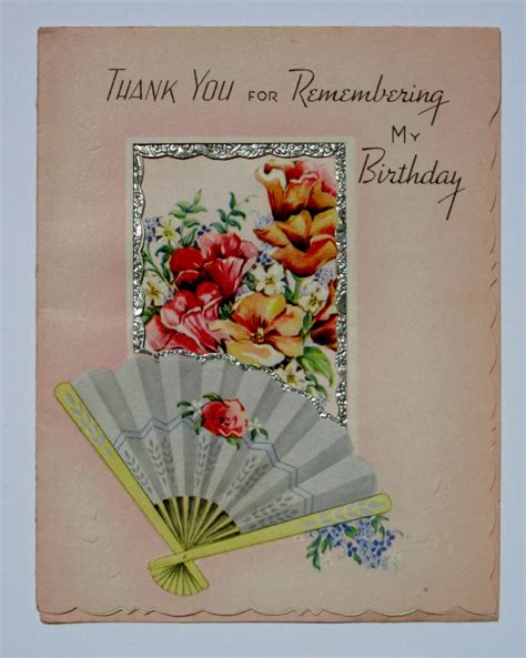 Vintage Thank You For Remembering My Birthday Greeting Card