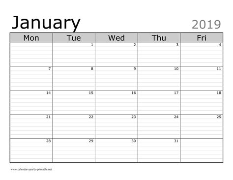 Blank Lined Calendar Templates Printable Ten Free Printable Calendar