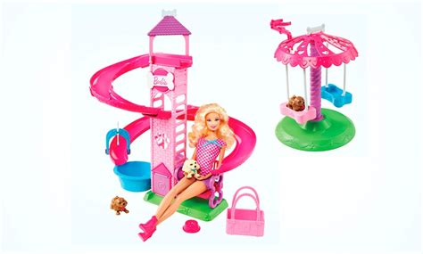 barbie slide and spin pups set groupon goods