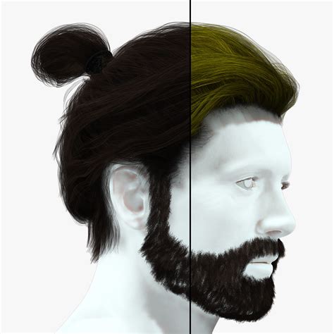 Artstation Realistic Hair Beard Brows Mustache Low Poly