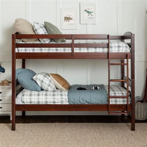 Welwick Designs Espresso Traditional Solid Wood Twin Bunk Bed Hd9794