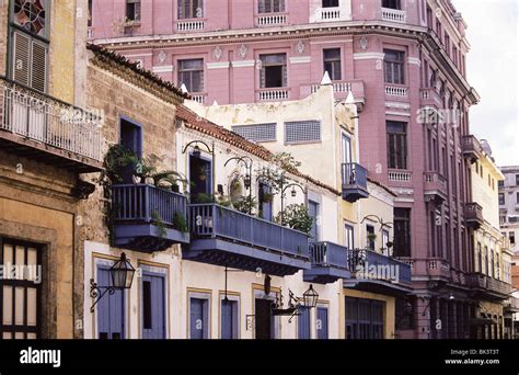 A Variety Of Architectural Details Of Old Cuban Buildings And Balconies