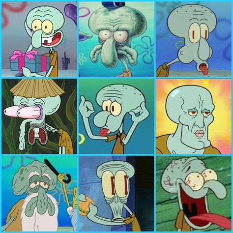 The Many Faces Of Squidward Tentacles Funny Images Funny Pictures