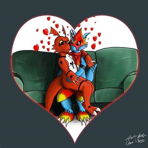 Guilmon X Flamedramon Digimon Couples Fan Art 31887503