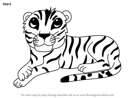 Step by step drawing !! Learn How to Draw a Cartoon Tiger (Cartoon Animals) Step ...