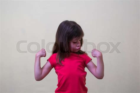 Girl Child Muscles Stock Image Colourbox