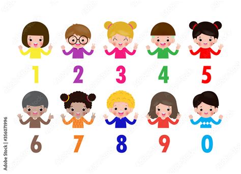 Happy Children Hand Showing The Number Zero One Two Three Four Five Six