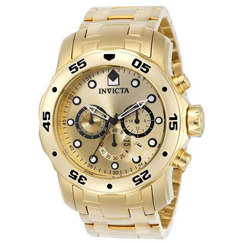 Invicta 0074 Mens Pro Diver Gold Plated Quartz Watch