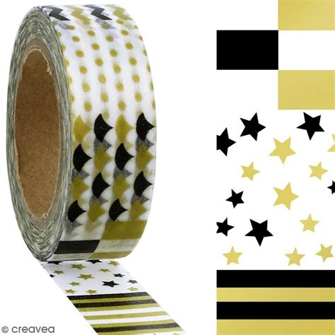 masking tape motifs géométriques métalliques 1 5 cm x 10 m masking tape à motif creavea