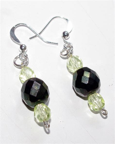 Dark Green Czech Glass Earrings Glass Earrings Beautiful Jewelry