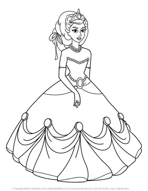 Cute Princess Coloring Pages For Girls Rainbow Printables