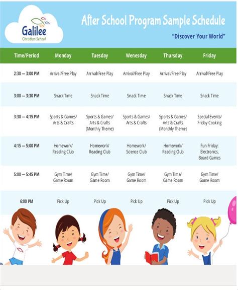 After School Schedule Templates 10 Free Samples Examples Format