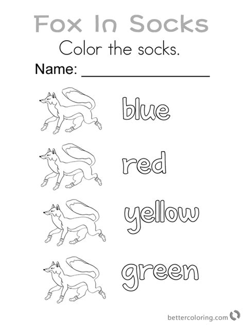 Download or print this coloring page here (high quality). Fox in Socks by Dr Seuss Coloring Pages Color the Socks ...