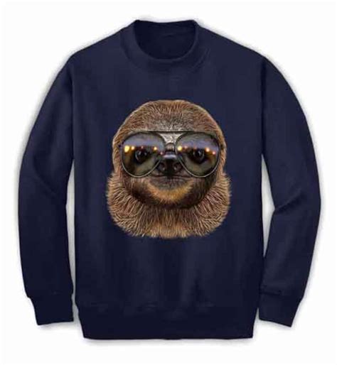 Funny Sloth Wearing Swag Aviator Sunglass Sweatshirt Etsy