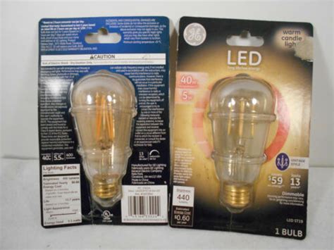 2 Philips 40w Equivalent St19 Dimmable Led Vintage Amber Glass Edison