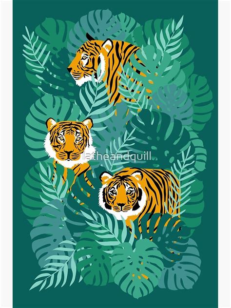 Jungle Tiger Velvet Jade Poster By Latheandquill Redbubble