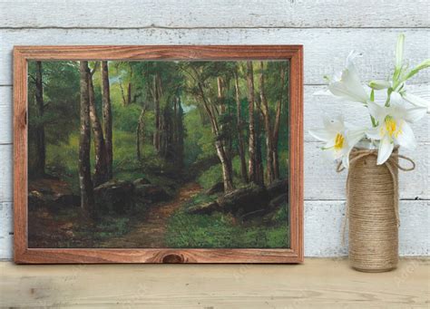 Art Print Dark Forest Oil Painting Green Moss On The Old Etsy