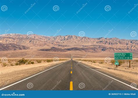 Death Valley California Empty Infinite Road In The Desert Stock