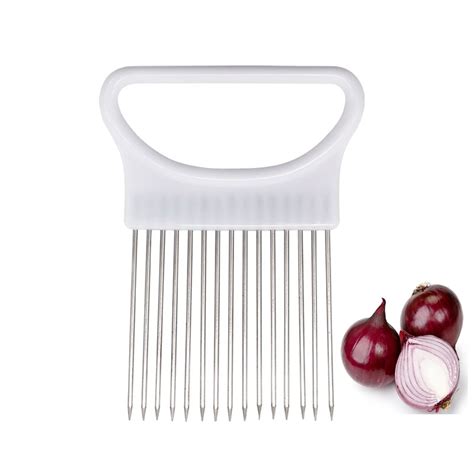 Vive Comb Onion Holder Slicing Guide Stainless Steel Vegetable Tomato