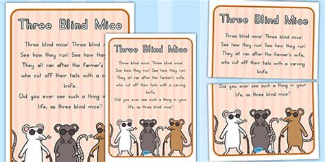 Three Blind Mice Nursery Rhyme Poster Twinkl