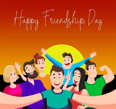 Celebrating Friendship Day Concept Two Man And Woman Cartoon