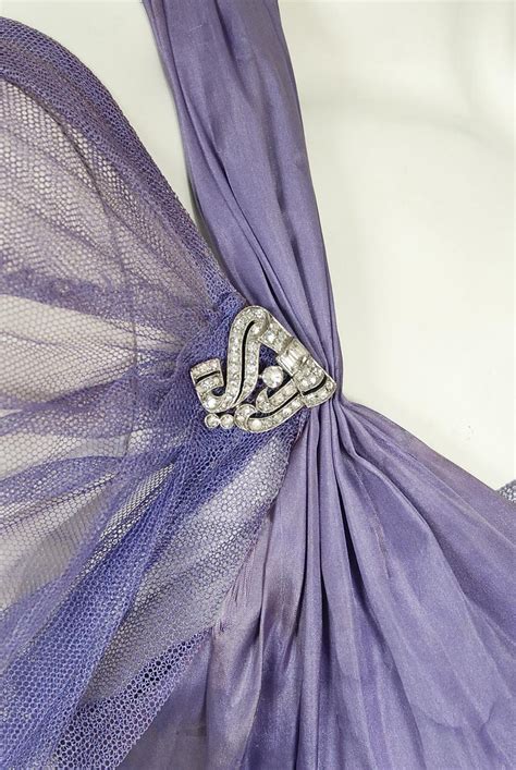 Vintage 1930s Lilac Purple Sheer Net Tulle Silk Appliqué Bows Puff