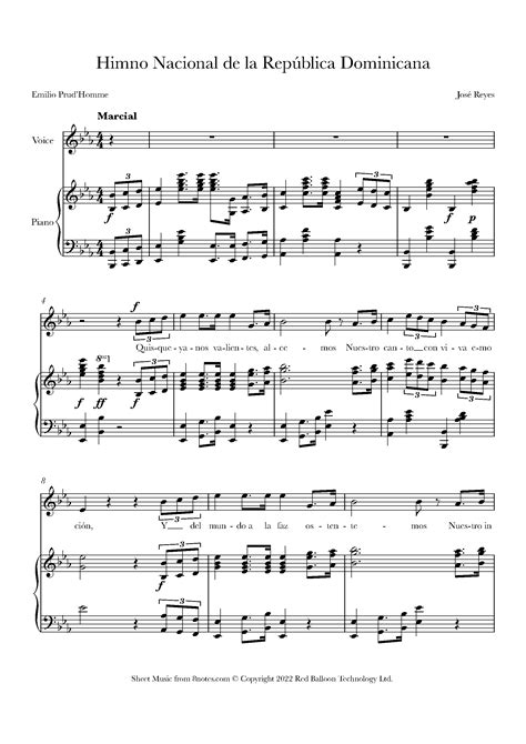 Dominican Republic National Anthem Sheet Music For Voice
