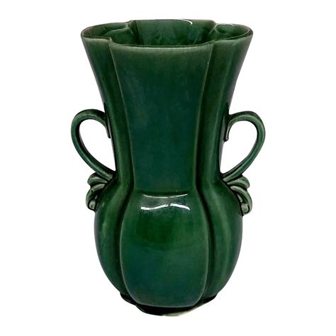 Rb Usa Rare Mid Century Two Handled Green Vase Chairish