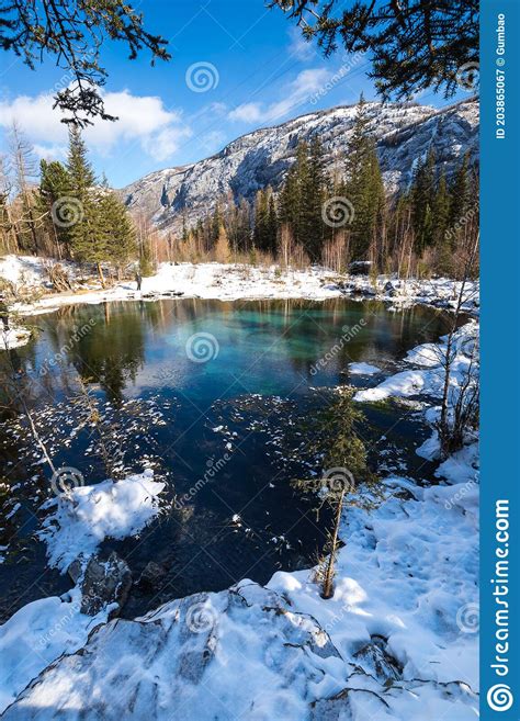 Blue Geyser Lake In Altay Mountains Stock Image Image Of Nature