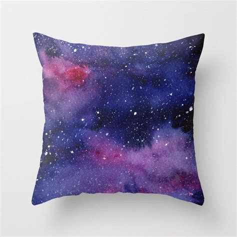 Buy Watercolor Galaxy Nebula Pink Purple Sky Stars Throw Pillow By