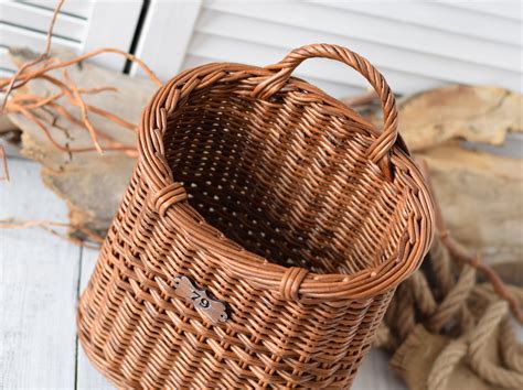 Rustic Door Basket Wicker Hanging Wall Basket Interior Coffee Etsy
