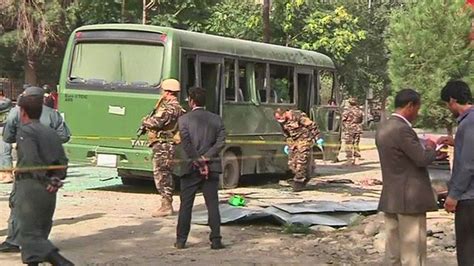 Afghan Suicide Bomber Attacks Military Bus In Kabul Bbc News