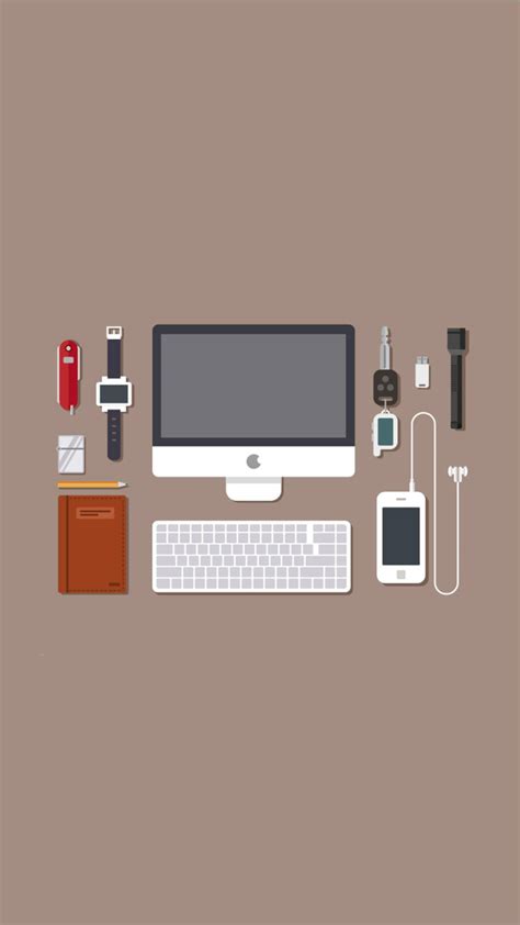 Download Office Desk Essentials Minimalist Iphone Wallpaper