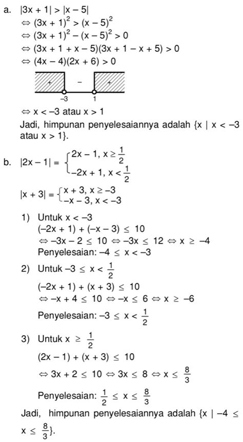 Tentukan Himpunan Penyelesaian Dari Pertidaksamaan Berikut A X