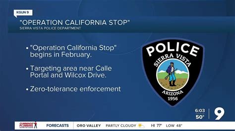 Sierra Vista Police To Begin Operation California Stop In February