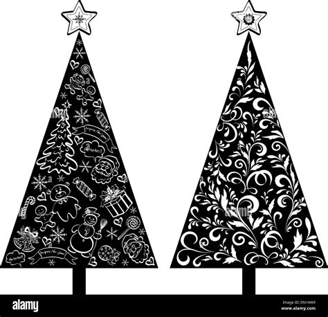 Árboles De Navidad Silueta Con Patrón Imagen Vector De Stock Alamy