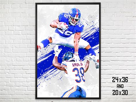 Saquon Barkley New York Giants Poster Print Sports Art Etsy