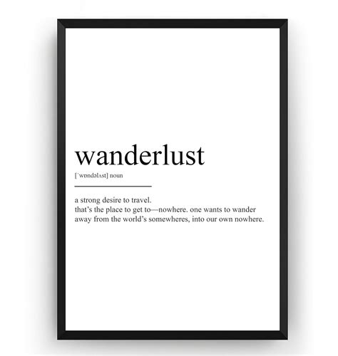 Wanderlust Definition Print - Poster Travel Wall Art Quote Typography