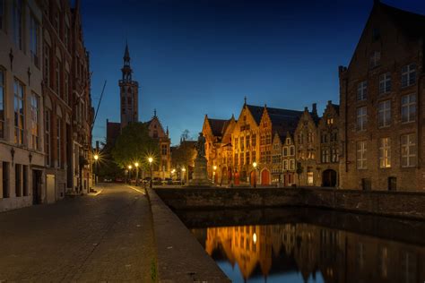 Cityscape Bruges By Night Jan Van Eyckplein Fotografie Krist