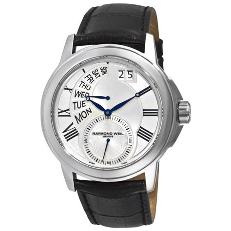 Raymond Weil Men S Tradition Black Strap Day Date Watch Free Shipping Today Overstock Com
