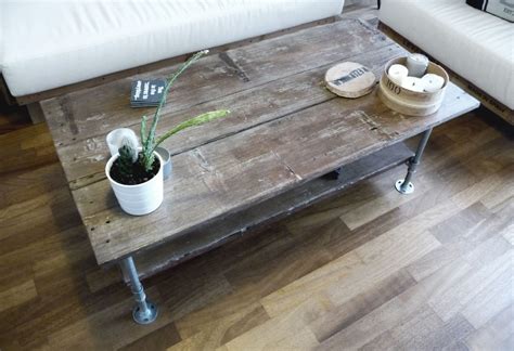 Diy Coffee Table With Wood And Galvanized Steel Pipes Rustic Steel