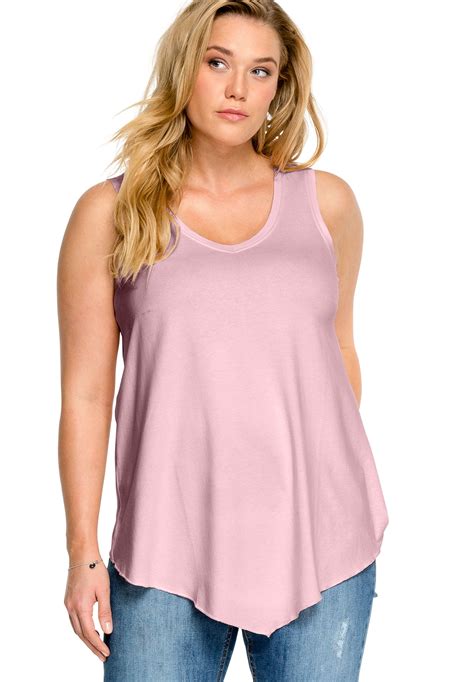 Ellos Ellos Womens Plus Size V Neck Pointed Front Tank Top