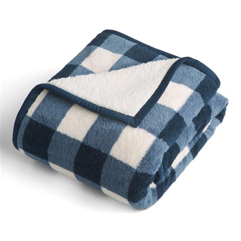 Better Homes And Gardens Printed Sherpa To Sherpa Throw Blanket Navy
