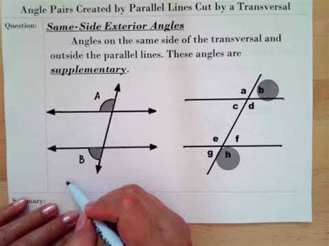 Angle Pairs Created By Parallel Lines Cut By Transversal YouTube