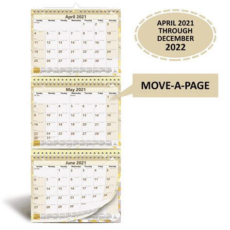 3 Month Wall Calendar 2021 2022 Move A Page Vertical Style Strivezen